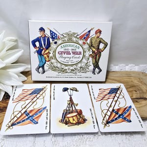 Baralho de cartas vintage da Guerra Civil Americana - Cartas de jogo militares colecionáveis comemorativas - Feito na Espanha por H. Fournier