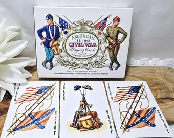 Mazzo di carte da gioco vintage della guerra civile americana - Carte da gioco militari da collezione commemorative - Prodotte in Spagna da H. Fournier