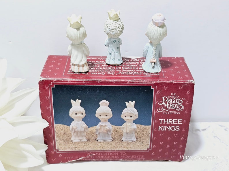Vintage Miniature Pewter Nativity Set by Enesco Precious Moments Collection The Three Kings Nativity Accessory Set Christmas Nativity image 5