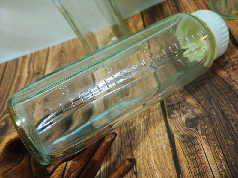 Vintage Gerber Glass Baby Milk Bottles with Hint of Blue / Etsy