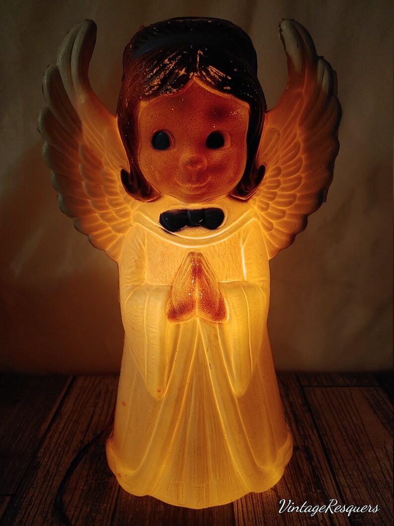 Vintage Blow Mold Christmas Angel Praying Illuminating Angel Etsy