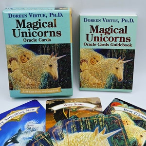 RARE OOP Magical Unicorns Oracle Cards par Doreen Virtue - Jeu de 44 cartes et guide authentiques - Cartes de tarot Oracle Licorne épuisées