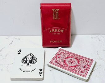 Vintage KEM Plastic Poker Playing Cards with Case - Collectible Arrow Wide Size Poker Cards - Deck of Playing Cards - Poker Player Gift