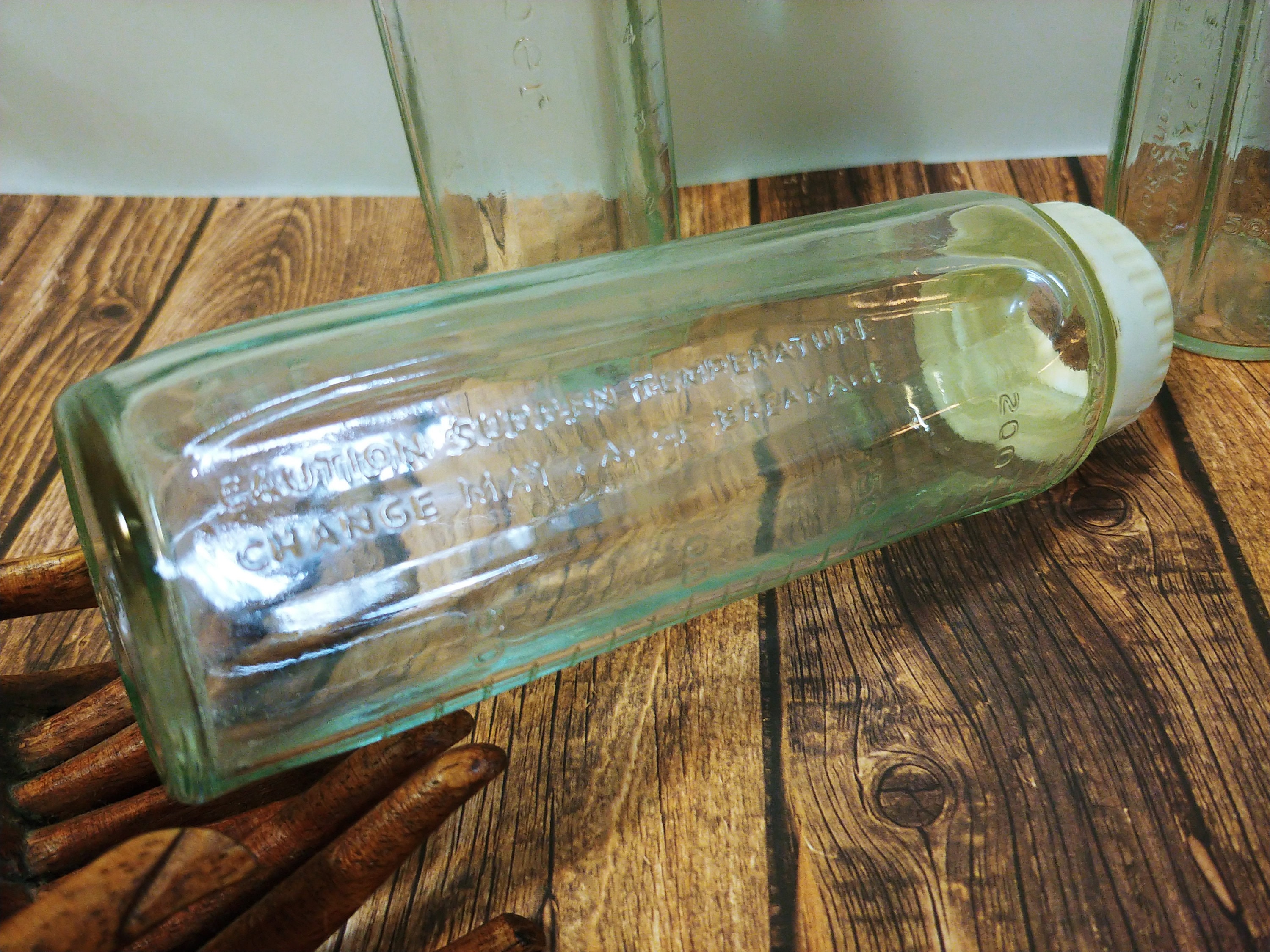 Vintage Gerber Glass Baby Milk Bottles with Hint of Blue / Etsy