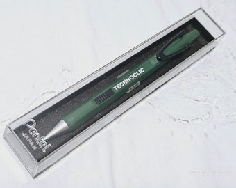 Vintage RARE Pentel Japan Green PN 105 D Technoclic 0.5mm Automatic Advance Mechanical Pencil - Original Case and Instruction Pamphlet