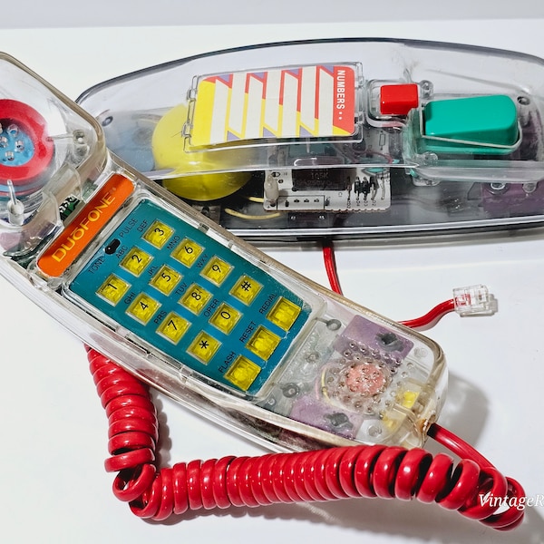 Vintage Clear Transparent Phone 1980s Duophone Land Line Home Phone - Light-Up See Through Skeleton Phone - Babysitters Club Telephone WORKS