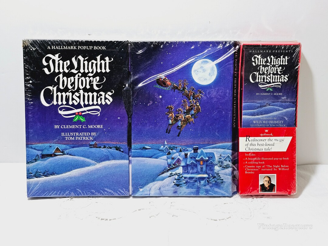 Vintage Sealed the Night Before Christmas Hallmark Popup Book, Cassette