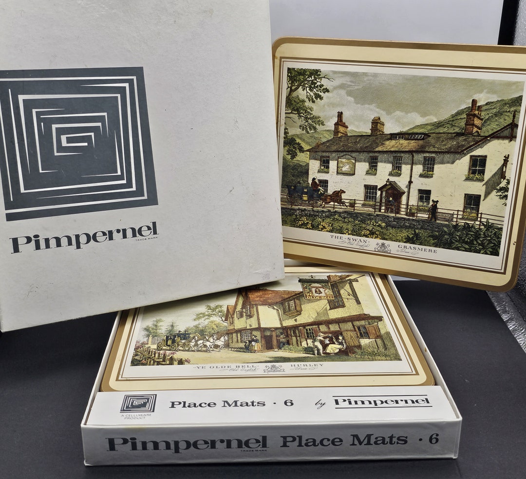 Vintage Pimpernel Traditional Placemats Titled English Inns Set of 6 in