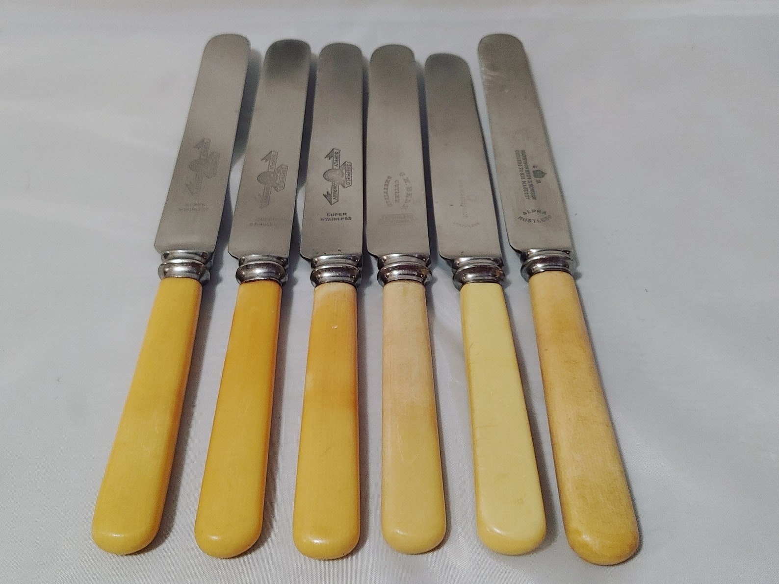 Vintage Butter Knife Set with Faux Bone Handles Various Etsy
