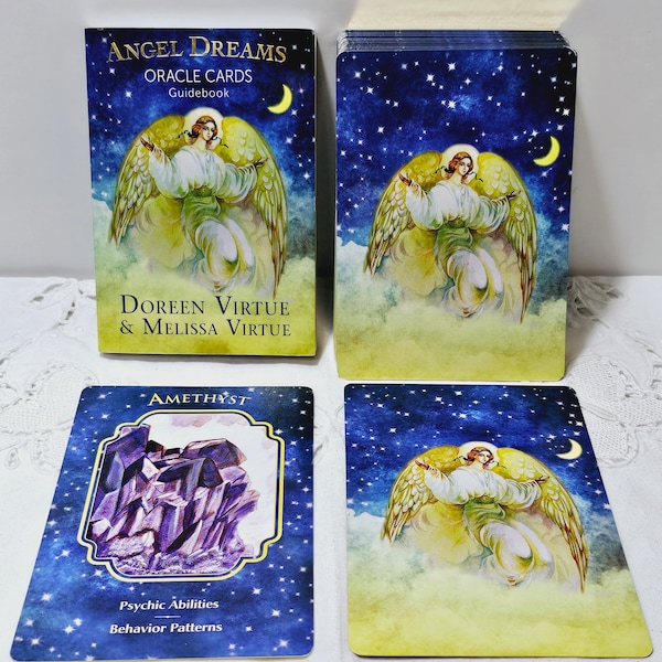 RARE OOP Angel Dreams Oracle Cards by Doreen & Melissa Virtue - Authentic 55 Card Deck with Guidebook - Out of Print Tarot Cards