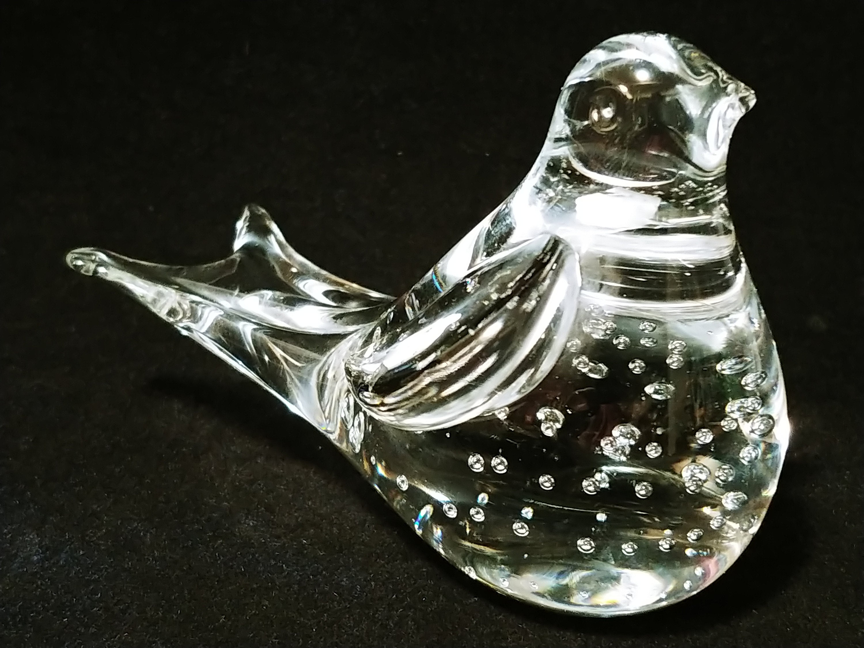 Vintage Clear Glass Bird Paperweight Imported Abbott Company Etsy