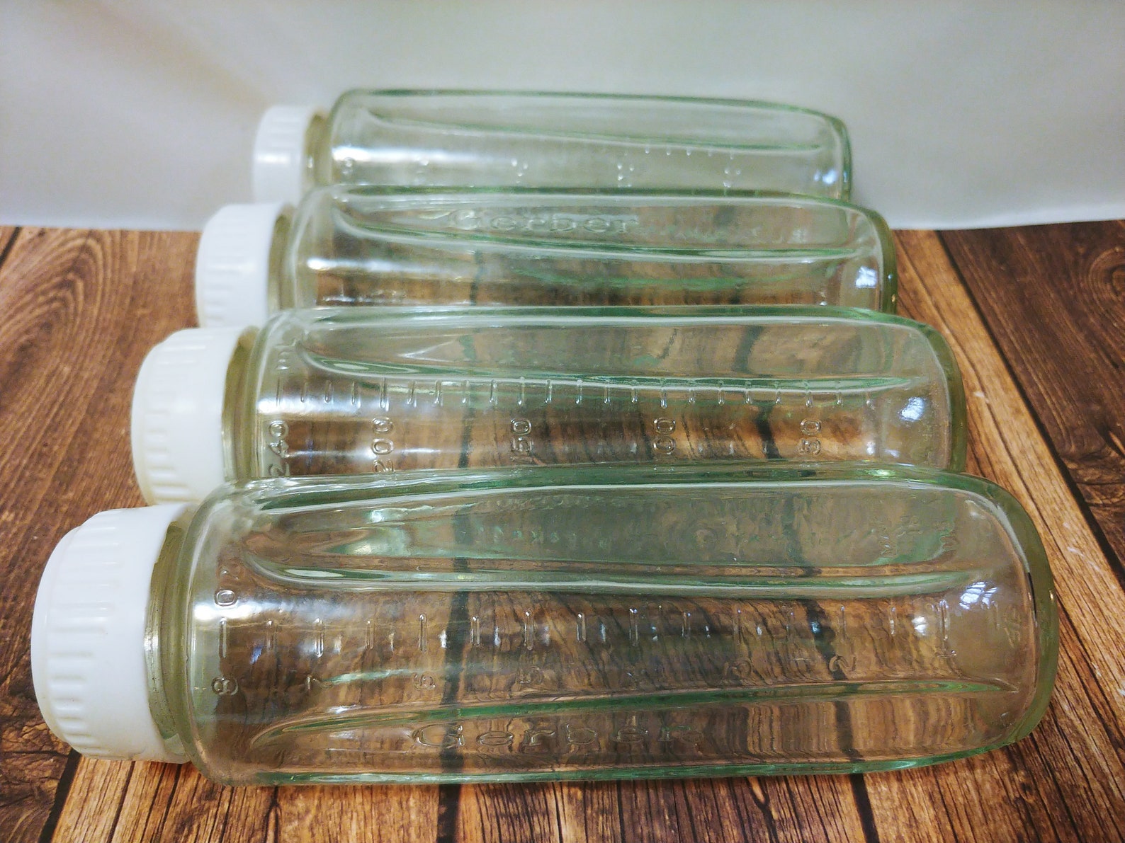 Vintage Gerber Glass Baby Milk Bottles with Hint of Blue / Etsy