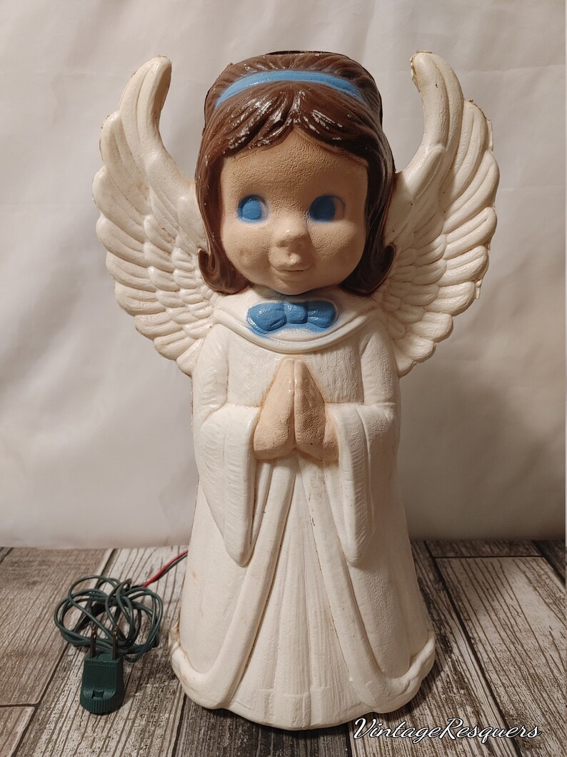Vintage Blow Mold Christmas Angel Praying Illuminating Angel Etsy