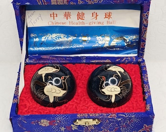 Bolas chinas Baoding grandes y antiguas con sonido - Grullas japonesas de esmalte cloisonné - Bolas antiestrés para meditación zen - Bolas de armonía