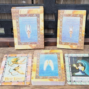 RARE OOP Healing With The Angels Oracle Cards par Doreen Virtue - Jeu de 44 cartes et guide - Cartes de tarot divinatoires épuisées de 1999