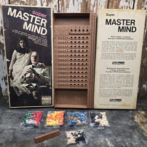 Gioco da tavolo Super Mastermind vintage del 1975 - Gioco di astuzia, logica e strategia per decifrare i codici - Mastermind 8 colori, 5 buche - Divertente serata di giochi in famiglia