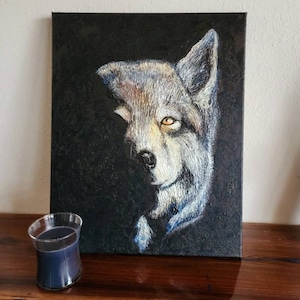 Wolf Painting. Original Spirit Animal Art. Modern Wolf Wall Decor 16&quot; by 20&quot; by KalashnikoffArtUS