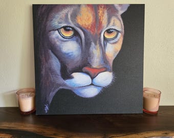 El Vigilante. Puma. Impresión en lienzo de 24" x 24".
