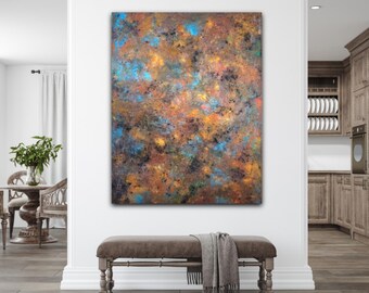 Gran obra abstracta "Alquimia Elemental". 91 x 122 cm. Decoración de pared texturizada.