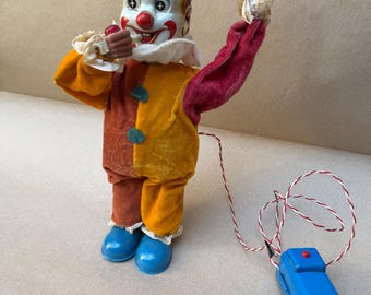 Vintage 1950's Litho Tin Toy "Smoking Clown"
