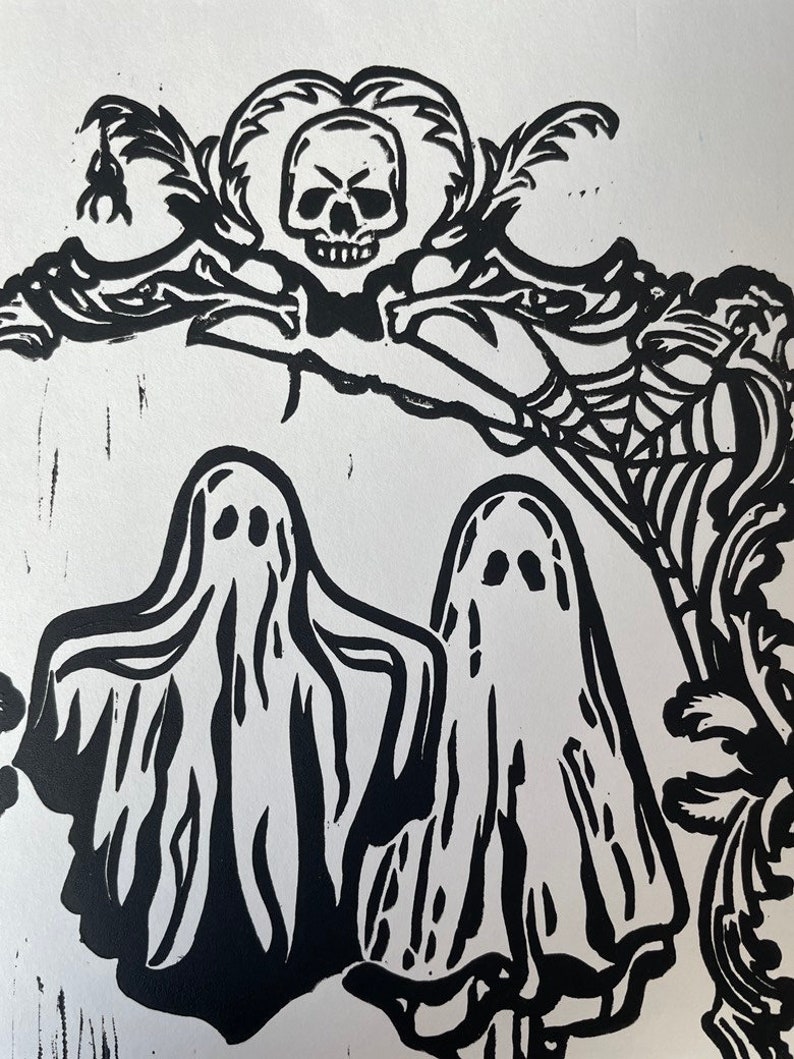Ghost Linoprint | Halloween - Etsy