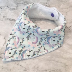Baby Bandana Bib Cotton + Terry floral bib, unicorn bib, girly bib, horse bib, floral bib, baby girl shower gift
