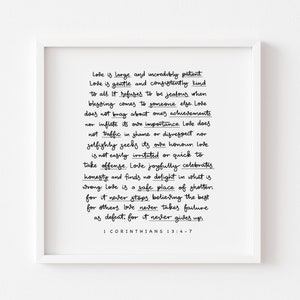 1 Corinzi 13 La traduzione della passione in tipografia a caratteri bianchi - Digital Download Versetto biblico stampabile