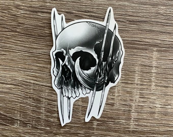 Grim skull sticker | dark style art | gothic aesthetic |black and grey stickers|Halloween| laptop/diary/stationery/journal decor |waterproof