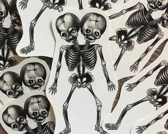 Dark aesthetic skeleton sticker | black and grey waterproof polyester stickers | Halloween decor stickers | laptop/stationery/diary/journal