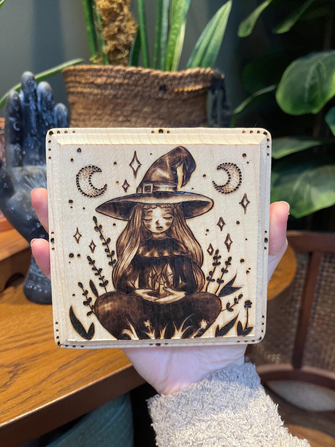 Little Witch Wood Burning, Pyrography Art, Witchcraft Woodwork, 5’’ - Etsy