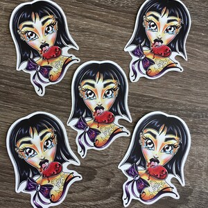 Tattooed girl sticker | Lolita lollipop art | love stickers | laptop stickers | diary, stationery, journal stickers