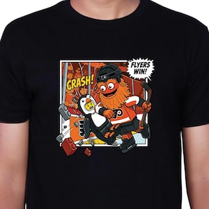 Philadelphia Flyers-mascotte-T-shirt met een stenen speelgoedfiguur