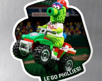 Philly Phanatic Brick Toy Figure on his ATV --4"x4" Philadelphia Phillies MAGNET