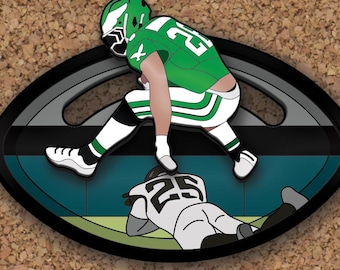 Saquon Barkley Reverse Hurdle SLIDING Enamel Pin 2" -- Philadelphia Eagles