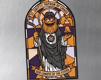 Gritty Stained Glass Window -- 3.5"x2.2" Philadelphia Flyers MAGNET