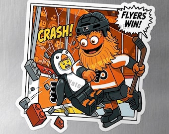 Gritty Brick Toy Figure Comic Book cell -- 4"x4" Philadelphia Flyers MAGNET
