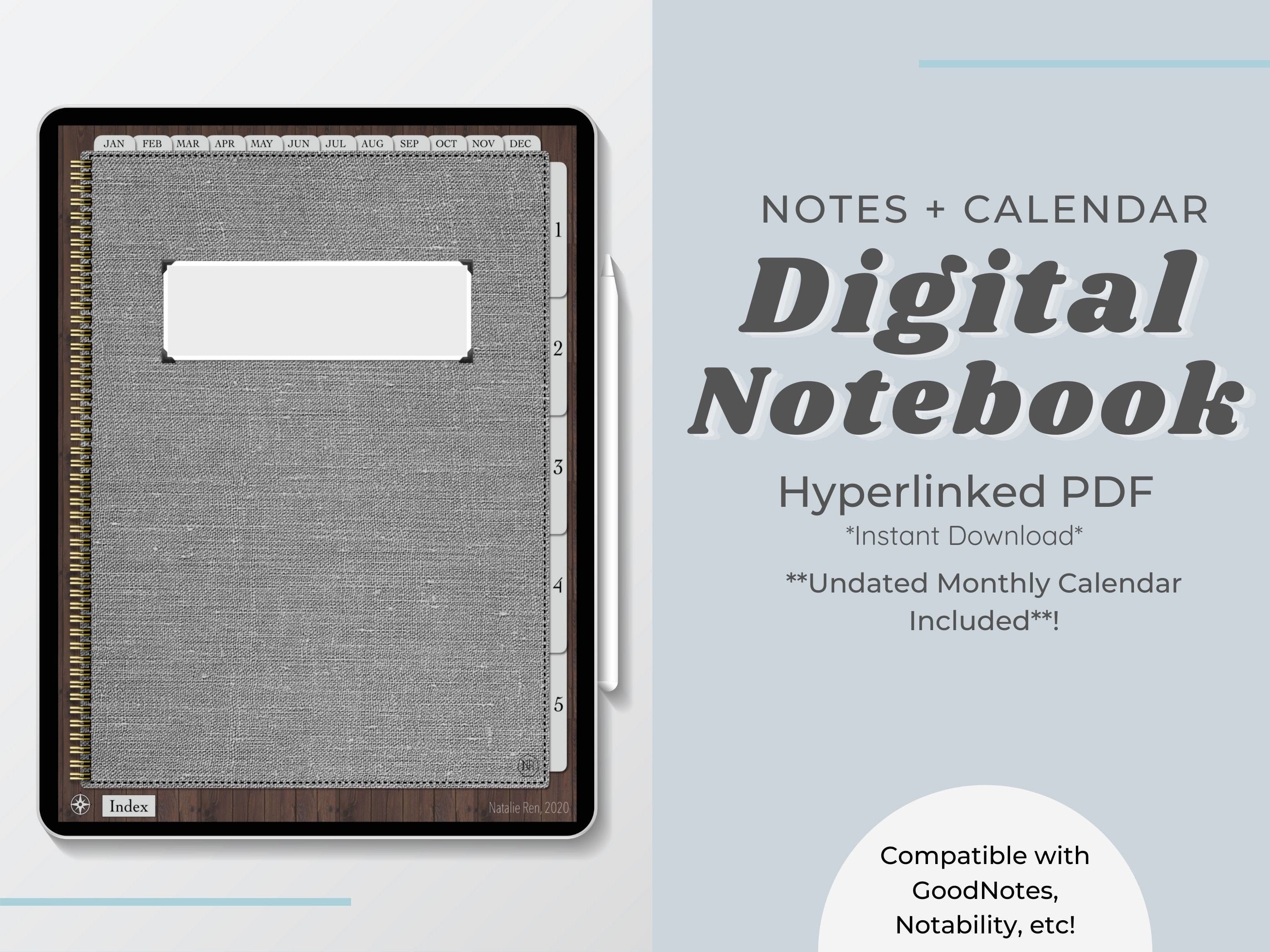 DIGITAL NOTEBOOK Notes Calendar undated GoodNotes Etsy