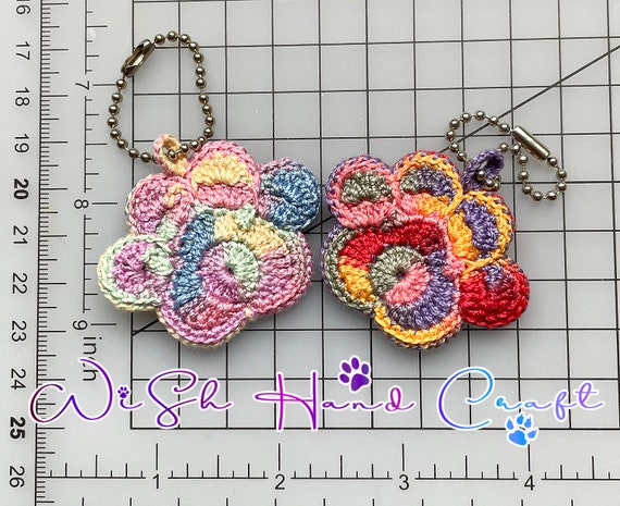Colorful Crochet Paw Print Keychain/cat, Dog Lovers' Favorite