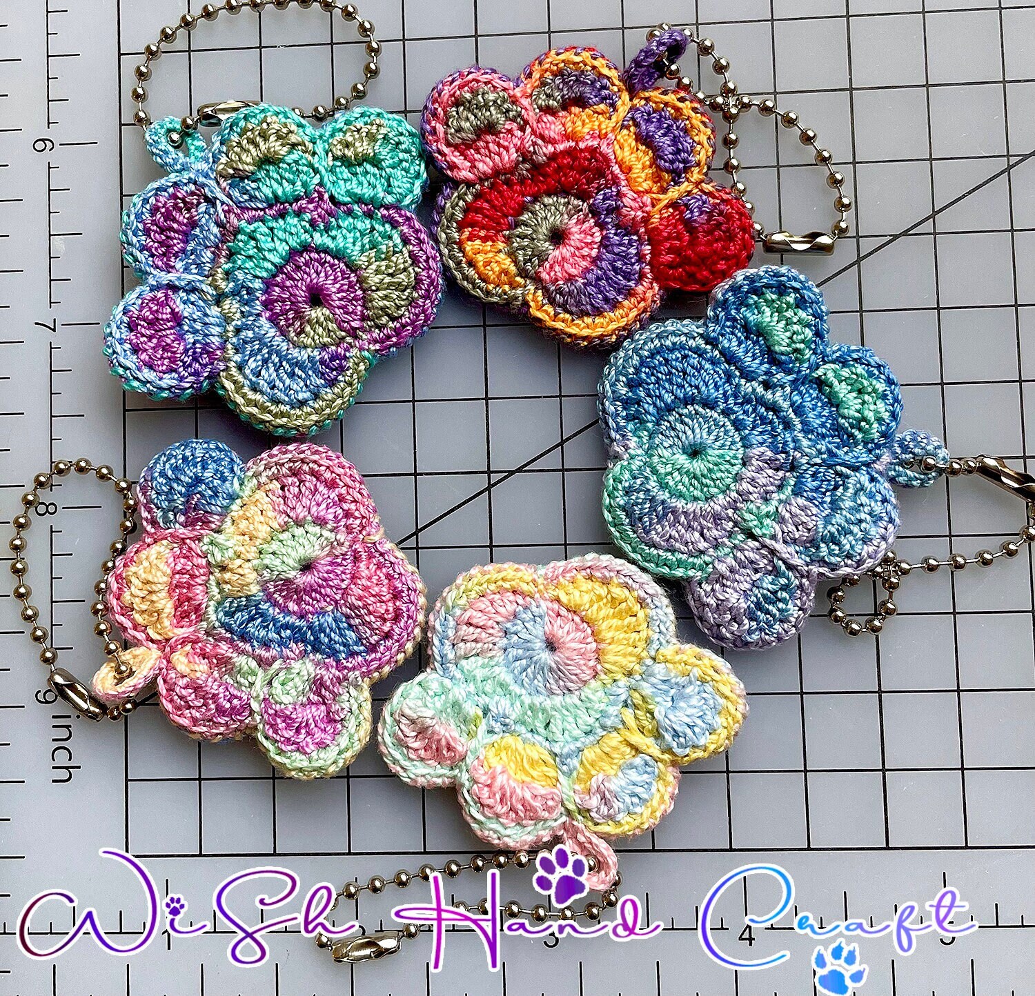 Colorful Crochet Paw Print Keychain/cat, Dog Lovers' Favorite