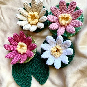 Crochet Lily Pad Cups Coaster, Flower Coaster