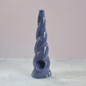 Handmade Unicorn Horn Pipe - Ceramic Pipe - Tobacco Pipe - Hydrangea Blue Unicorn Pipe