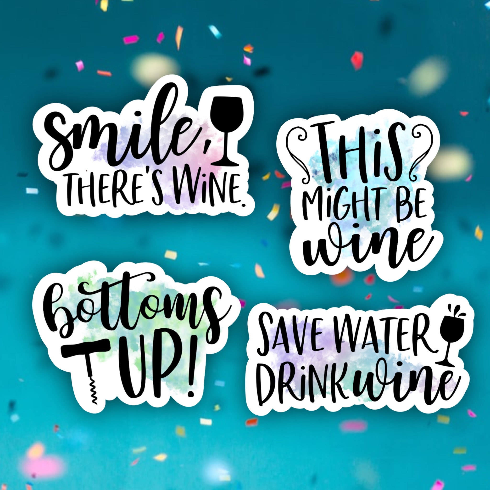 Wine Layout Sticker WINE STICKER BUNDLE - Die Cut Wine Themed Stickers - Etsy