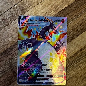 Rainbow Charizard Vmax Holo Glitter Effect Version Custom Made Pokemon Card