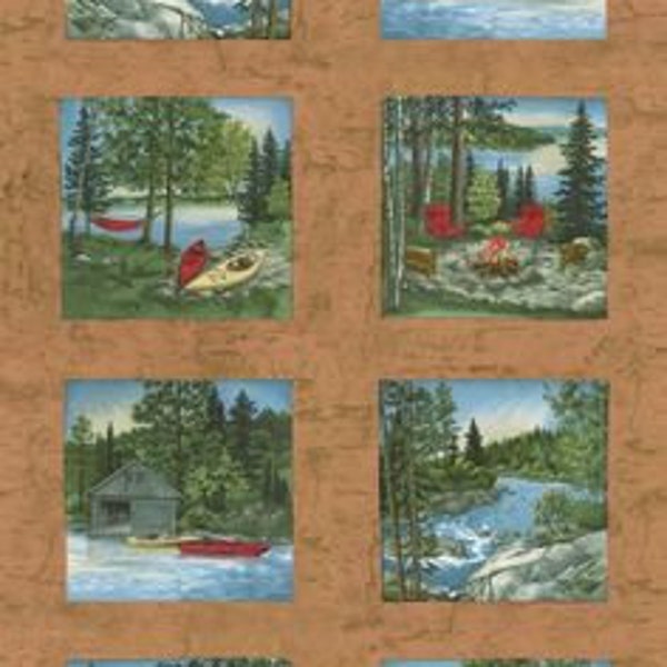 Moda River Journey Panel Holly Taylor - Buckskin - 23"x 44" - Out of Print - 100% Cotton fabric