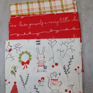 Merry Little Christmas 3 Fat Quarters Riley Blake Out of Print - Cotton quilting sewing craft fabric