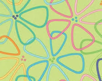 Grow 1/2 yard Petal in Green Me and my Sister Designs - Moda - Out of Print - 100% Cotton fabric
