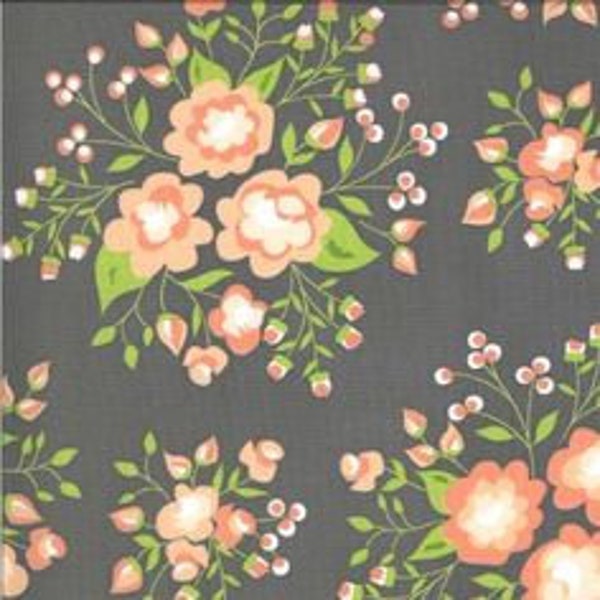 Apricot and Ash Grey Floral Endlos HALF YARD Corey Yoder von Coriander Quilts OOP Moda Baumwollstoff