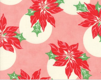 Swell Christmas Urban Chiks Continuous HALF YARD Seasonal vintage Christmas fabric Poinsettia Polka Dot