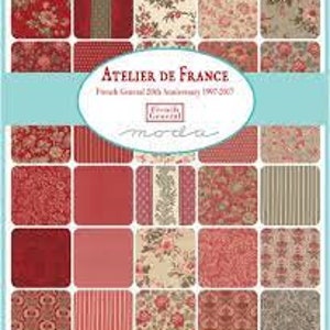 Atelier De France Continuous HALF YARD Rose Floral French General Moda 100% Cotton Fabric image 2