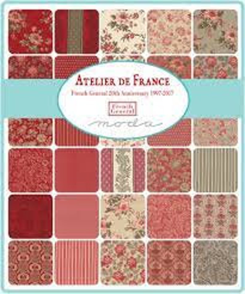 Atelier De France Continuous HALF YARD Rose Floral French General Moda 100% Cotton Fabric image 2